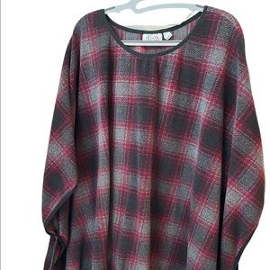 Denim and Co. Fleece Plaid Poncho-Final Price